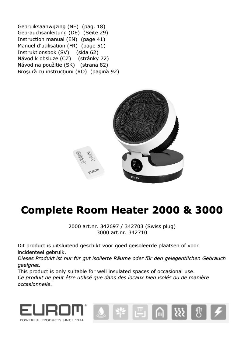 Page n°1 - Manuel utilisateur Eurom Complete Room Heater 2000