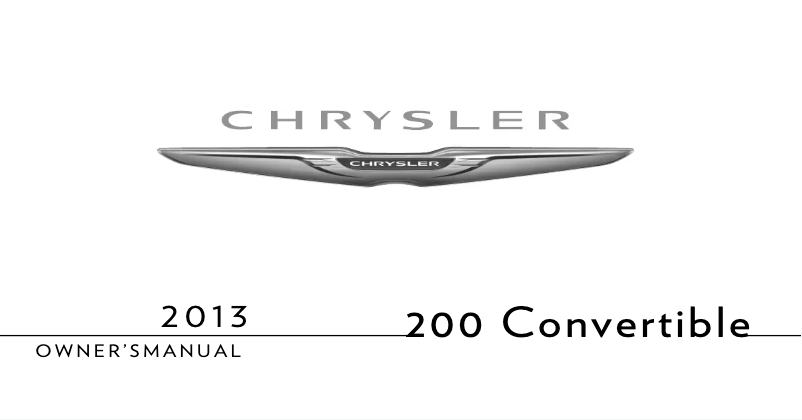 Page 1 de la notice Manuel utilisateur Chrysler 200 convertible (2013)