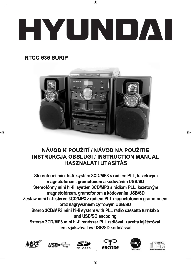 Page 1 de la notice Manuel utilisateur Hyundai RTCC 636 SURIP