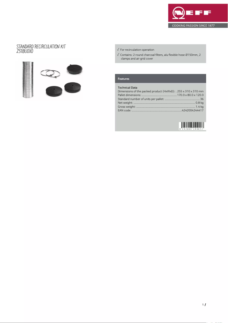 Page 1 de la notice Manuel utilisateur Neff Z51IBU0X0