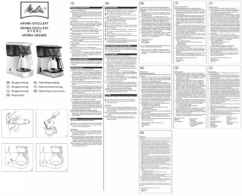 Page 1 de la notice Manuel utilisateur Melitta Aroma Excellent Steel