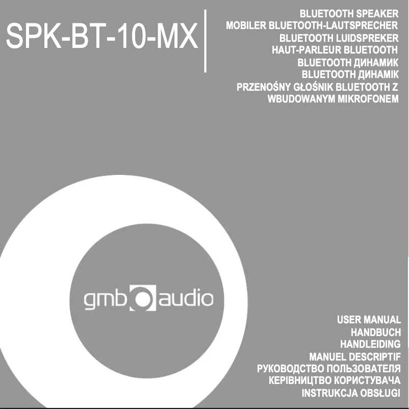 Page n°1 - Manuel utilisateur GMB Audio SPK-BT-10-MX