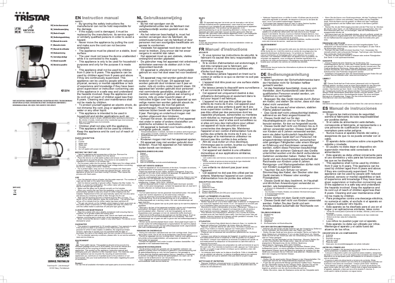 Image de la première page du manuel de l'appareil KZ-2216