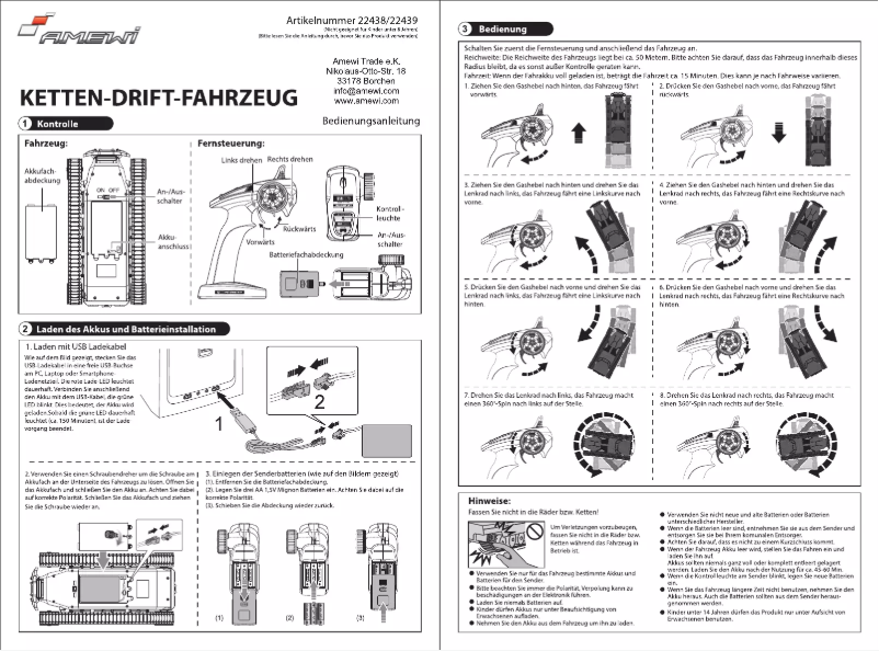 Page 1 de la notice Manuel utilisateur Amewi Military Police 22438