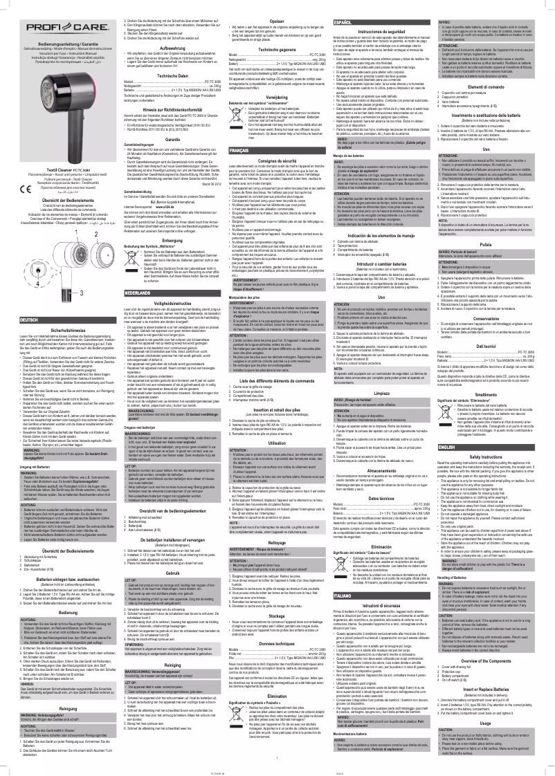 Page n°1 - Manuel utilisateur ProfiCare PC-TC 3080