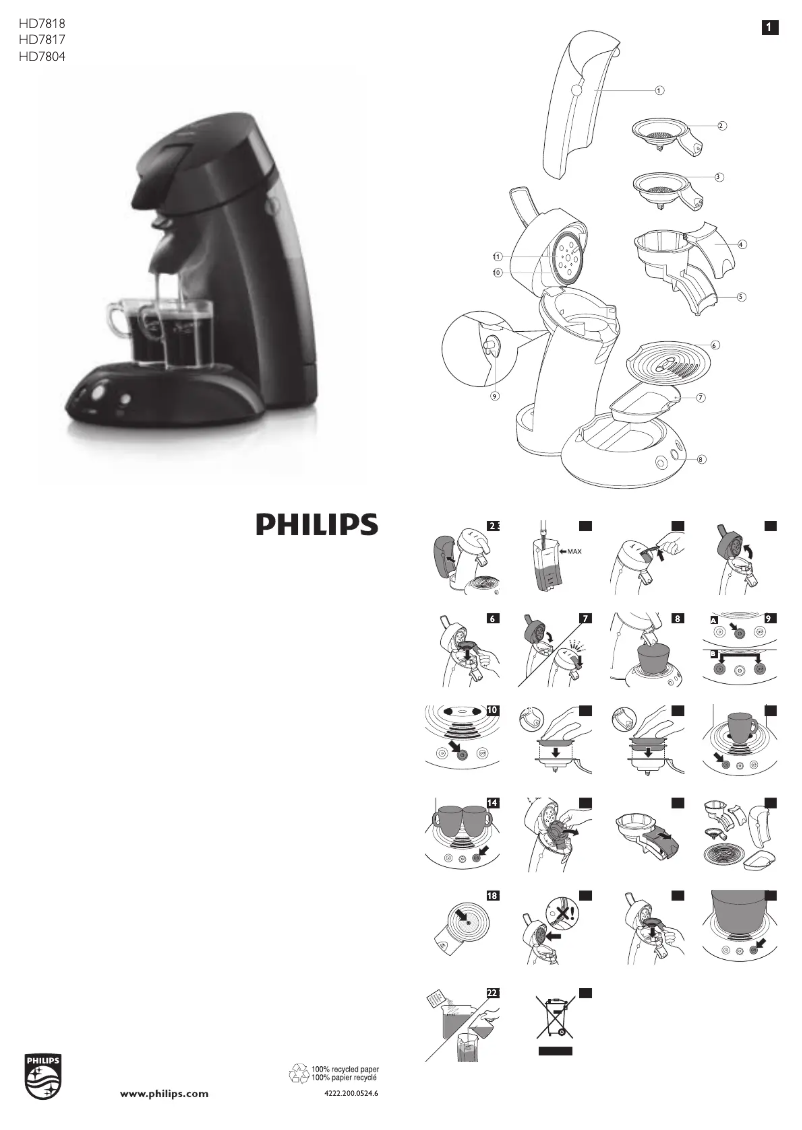 Image de la première page du manuel de l'appareil Senseo Original HD7817