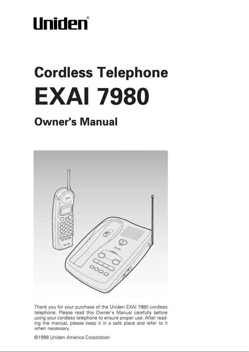 Page 1 de la notice Manuel utilisateur Uniden EXAI 7980