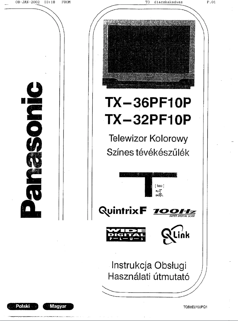 Imagen de la primera página del manual del dispositivo TX-36PF10P