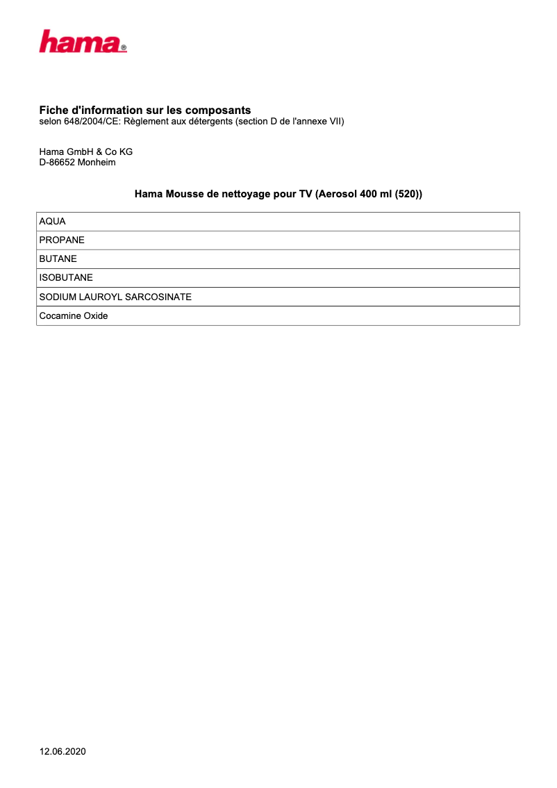 Page n°1 - Fiche technique Hama 00095883