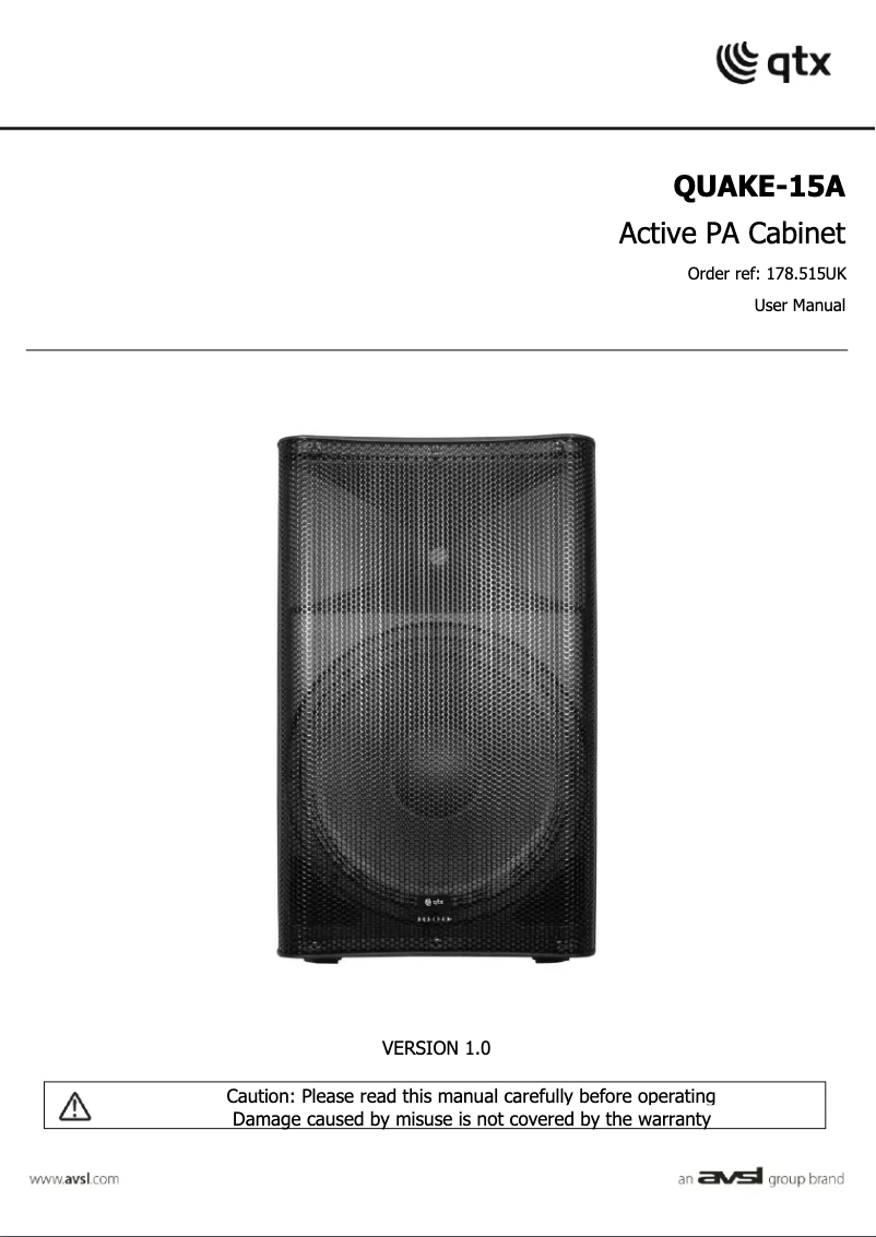 Page 1 de la notice Manuel utilisateur Qtx QUAKE-15A