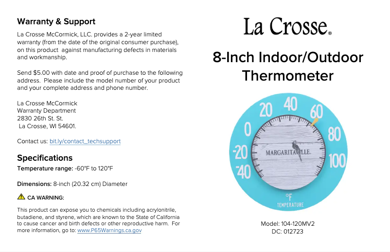 Image de la première page du manuel de l'appareil 104-120MV2