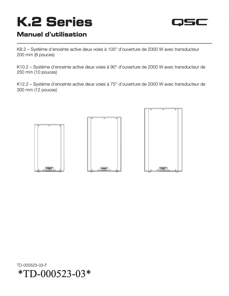 Page 1 of the manual User Manual QSC K10.2
