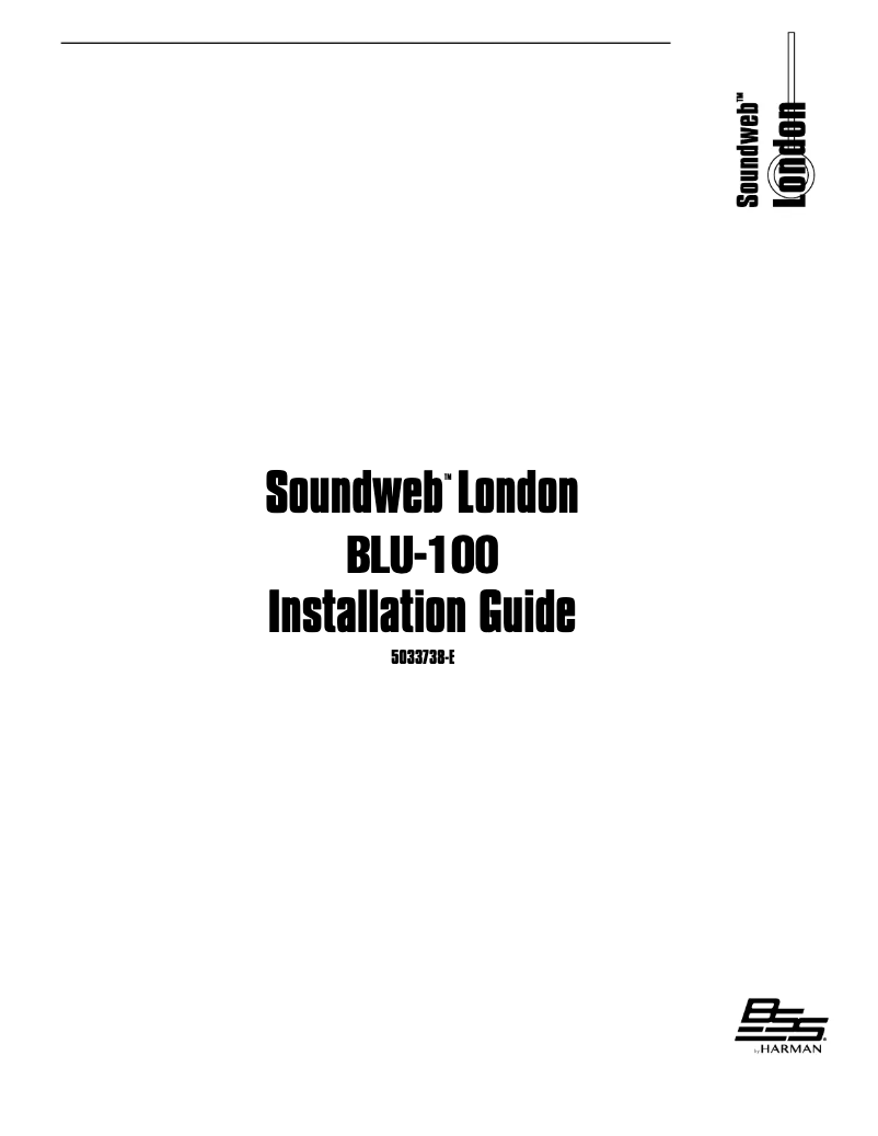 Page n°1 - Manuel utilisateur BSS Audio Soundweb London BLU-100