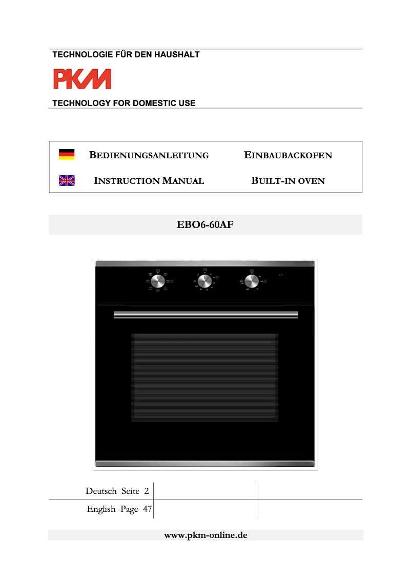 Page n°1 - Manuel utilisateur PKM EBO6-60AF
