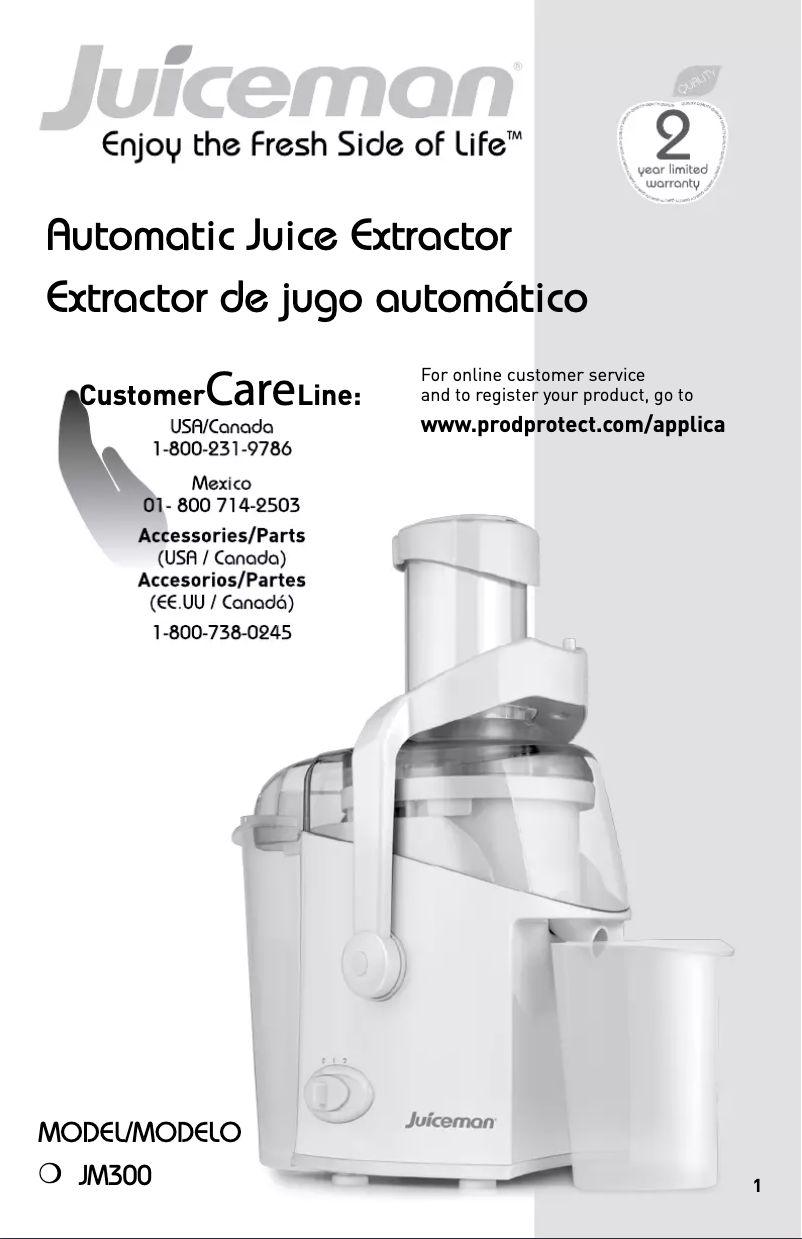 Page 1 de la notice Manuel utilisateur Juiceman JM300