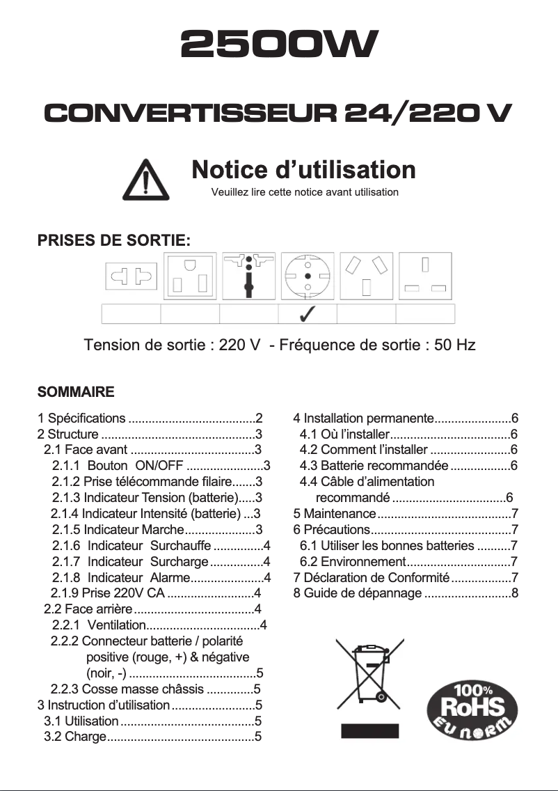 Page 1 de la notice Manuel utilisateur President ACMA846