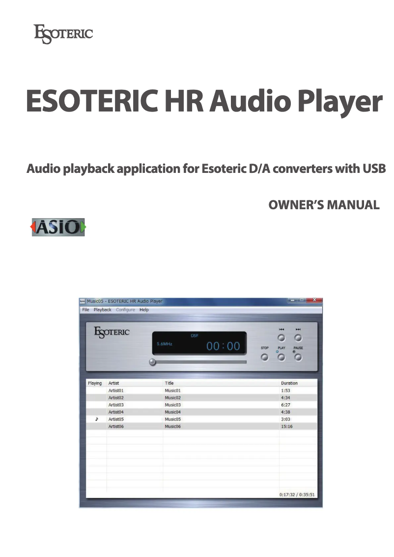 Page n°1 - Manuel utilisateur Esoteric HR Audio Player