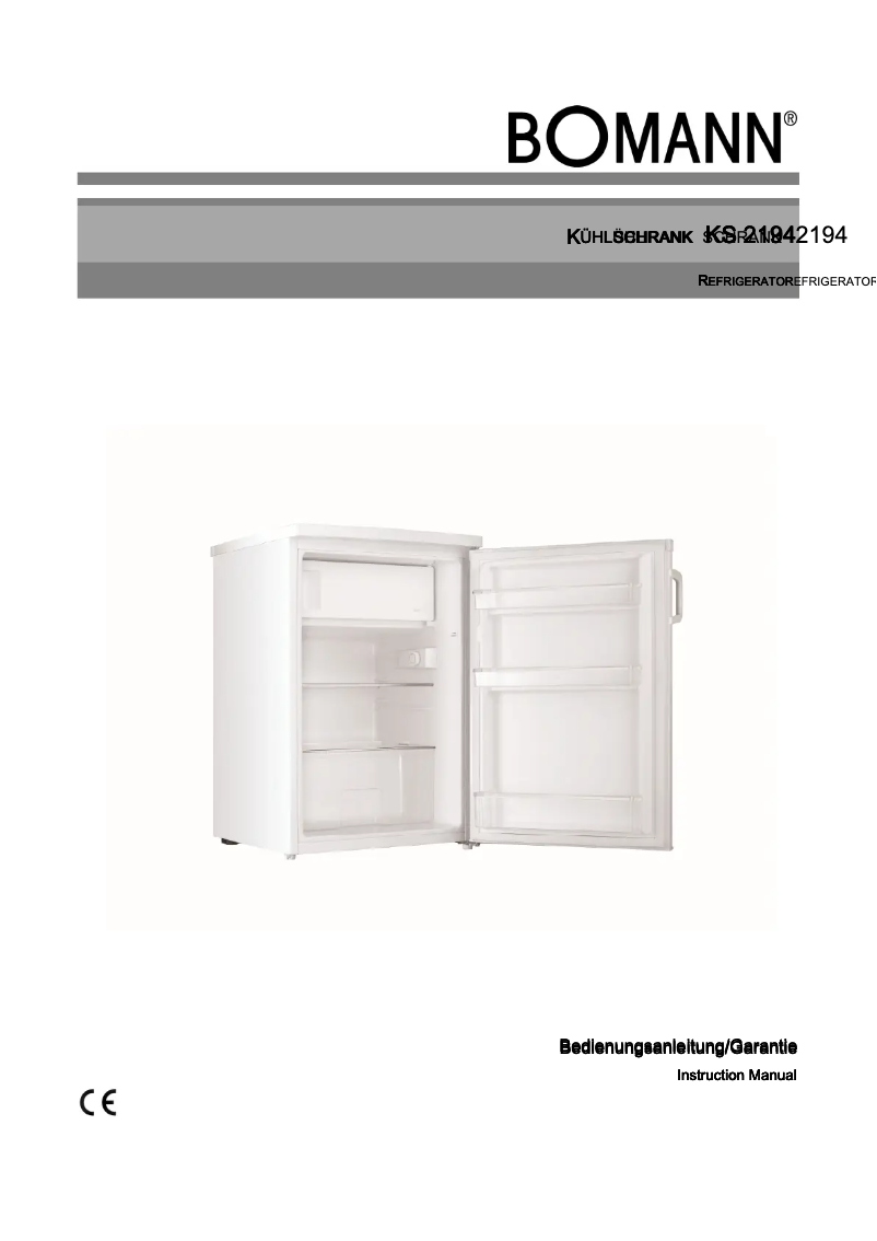 Page 1 de la notice Manuel utilisateur Bomann KS 2194