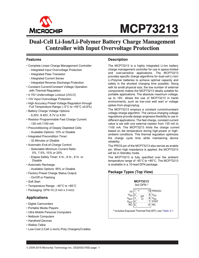 Image de la première page du manuel de l'appareil MCP73213