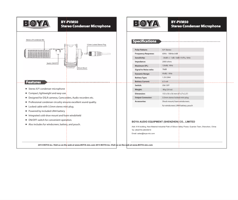 Page n°1 - Manuel utilisateur BOYA BY-PVM50