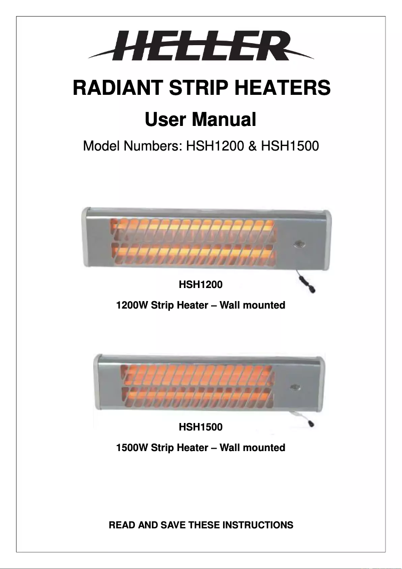 Page 1 de la notice Manuel utilisateur Heller HSH1200