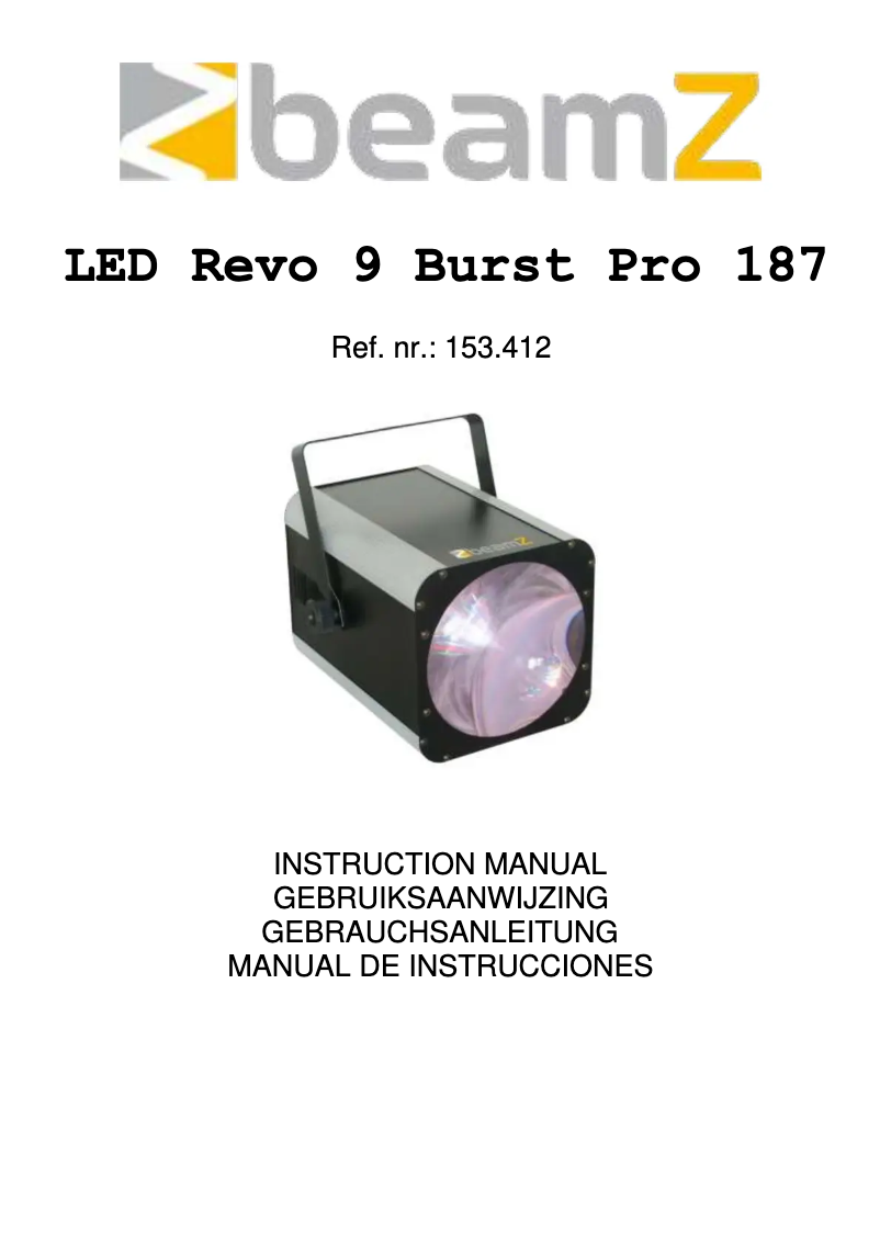 Image de la première page du manuel de l'appareil Revo 9 Burst Pro 153.412