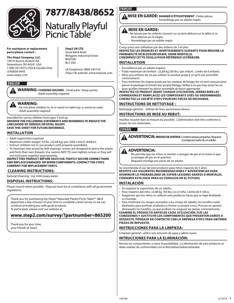 Image de la première page du manuel de l'appareil Naturally Playful 787700