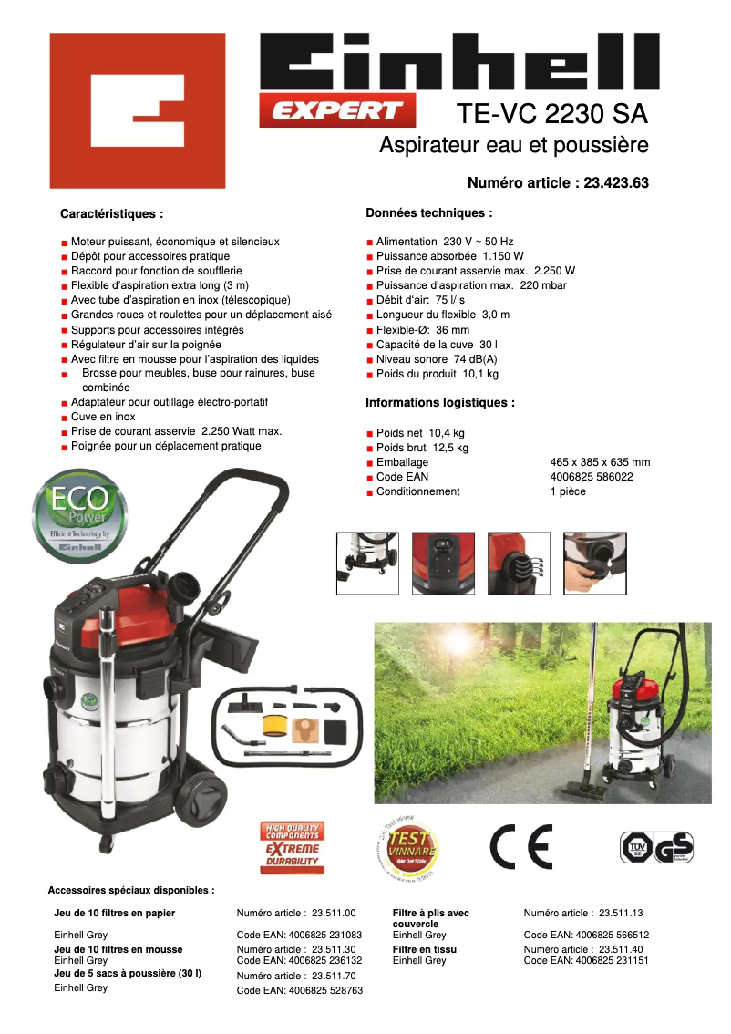 Image de la première page du manuel de l'appareil TE-VC 2230 SA