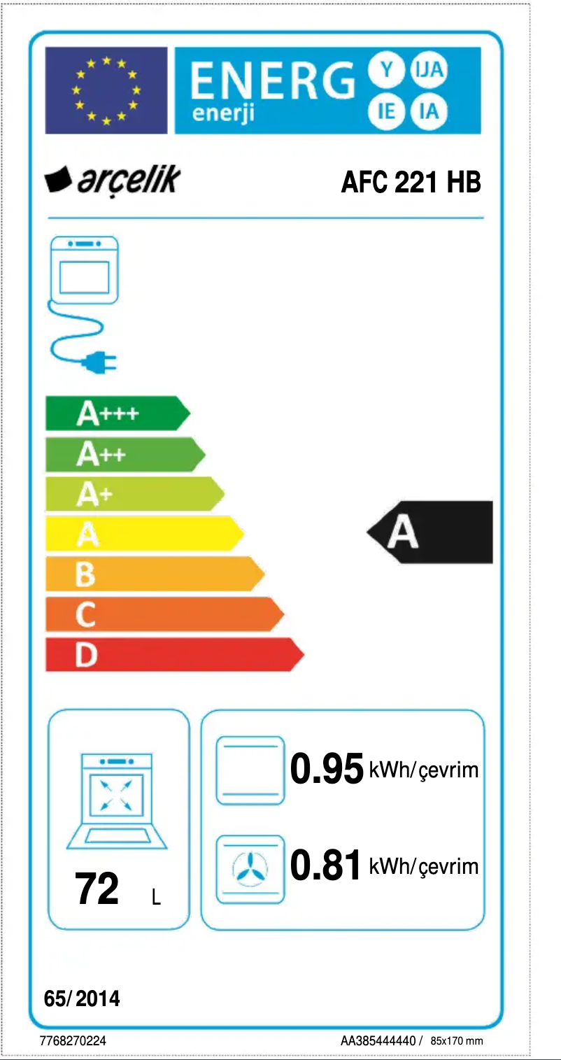 Page 1 de la notice Manuel utilisateur Arçelik AFC 221 HB