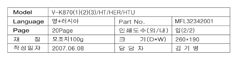 Page n°1 - Manuel utilisateur LG V-K8702HT