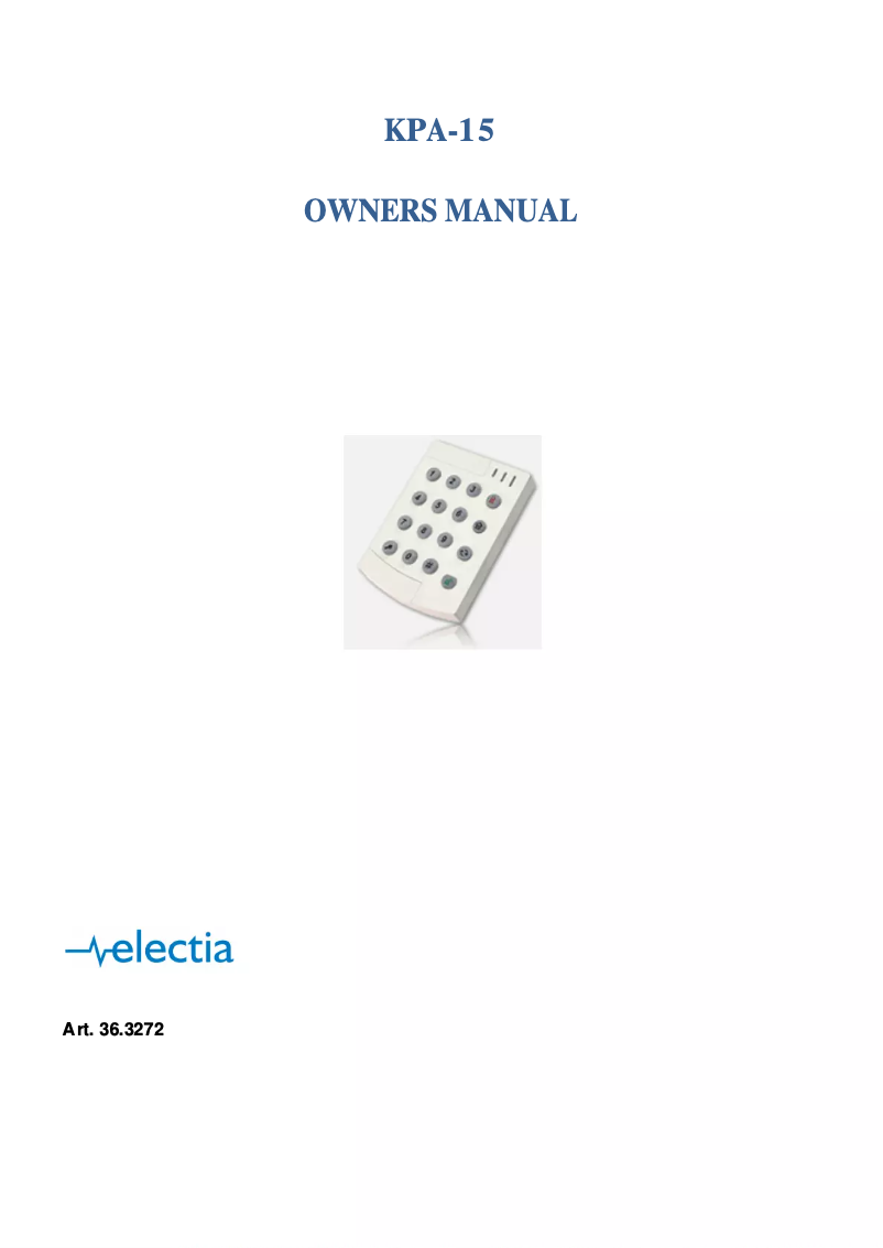 Page n°1 - Manuel utilisateur Electia KPA-15