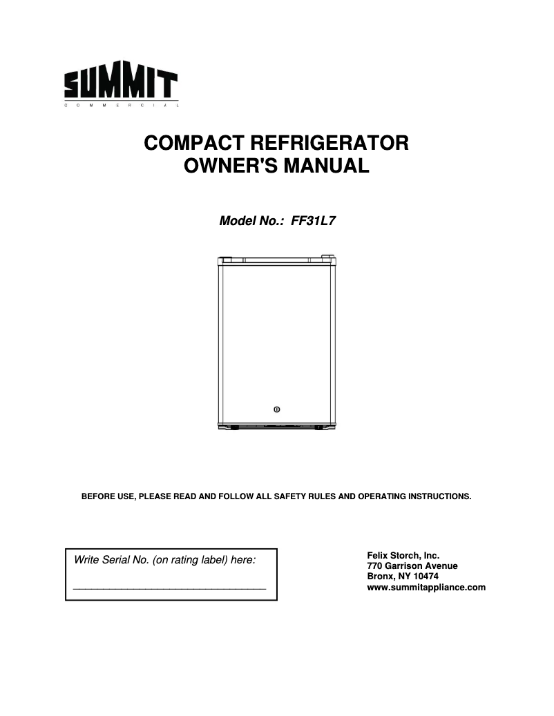 Image de la première page du manuel de l'appareil FF31L7