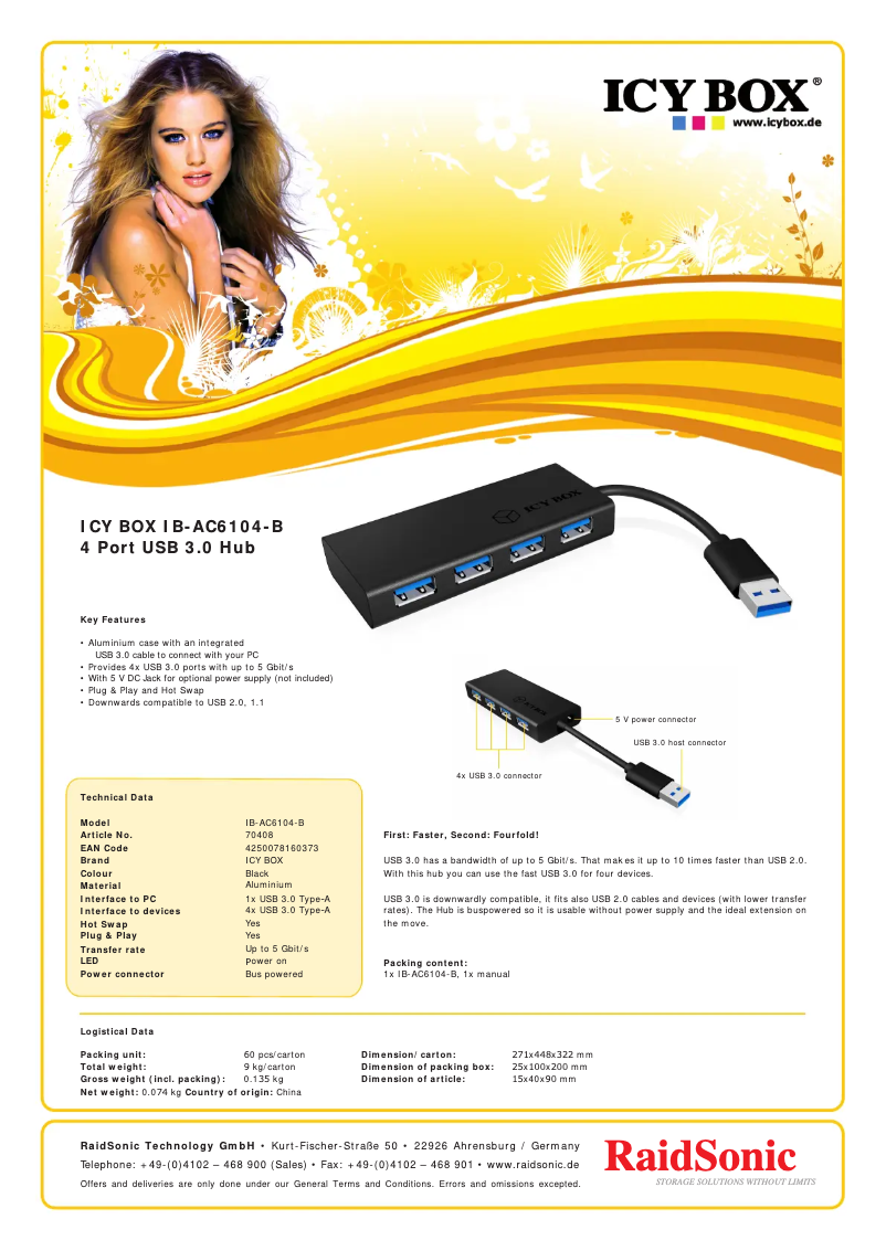 Page 1 de la notice Fiche technique Icy Box IB-AC6104-B
