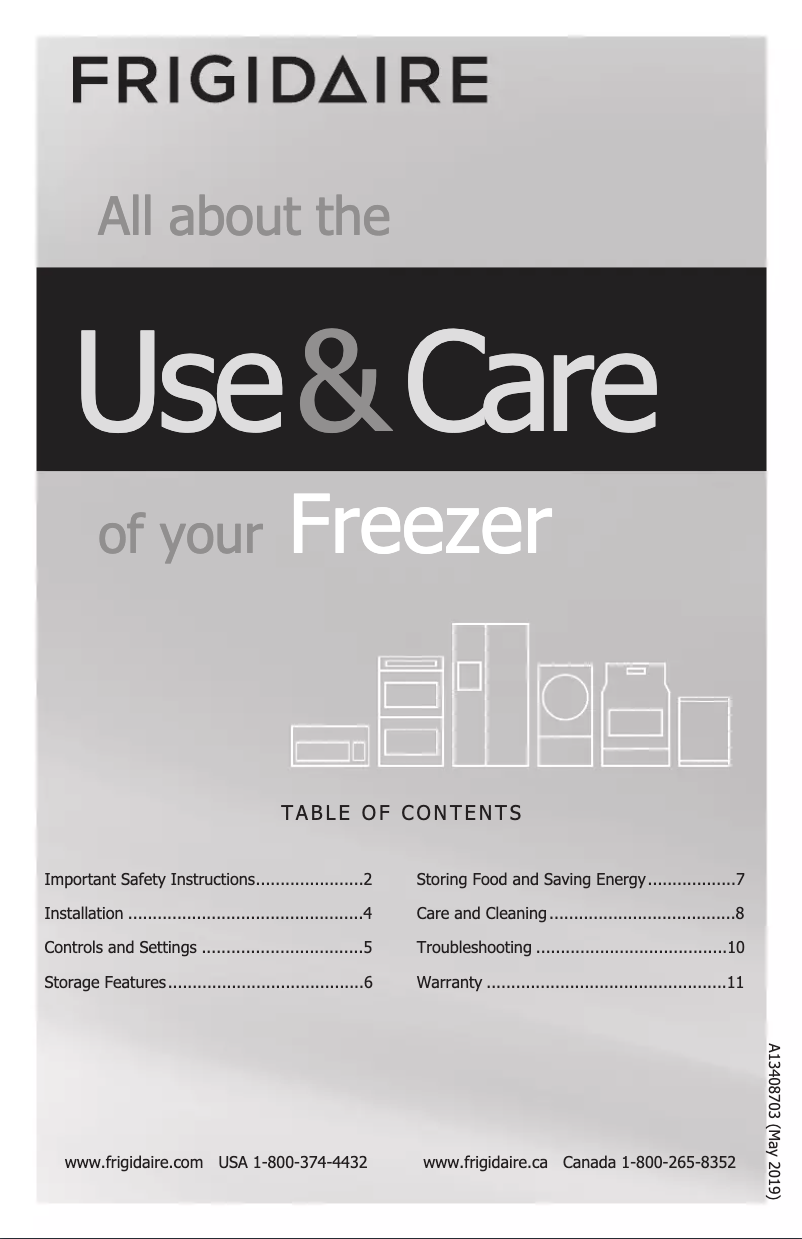 Page n°1 - Manuel utilisateur Frigidaire FFCS0522AW