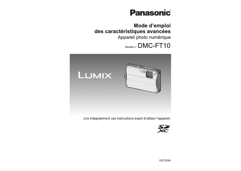 Imagen de la primera página del manual del dispositivo Lumix DMC-FT10