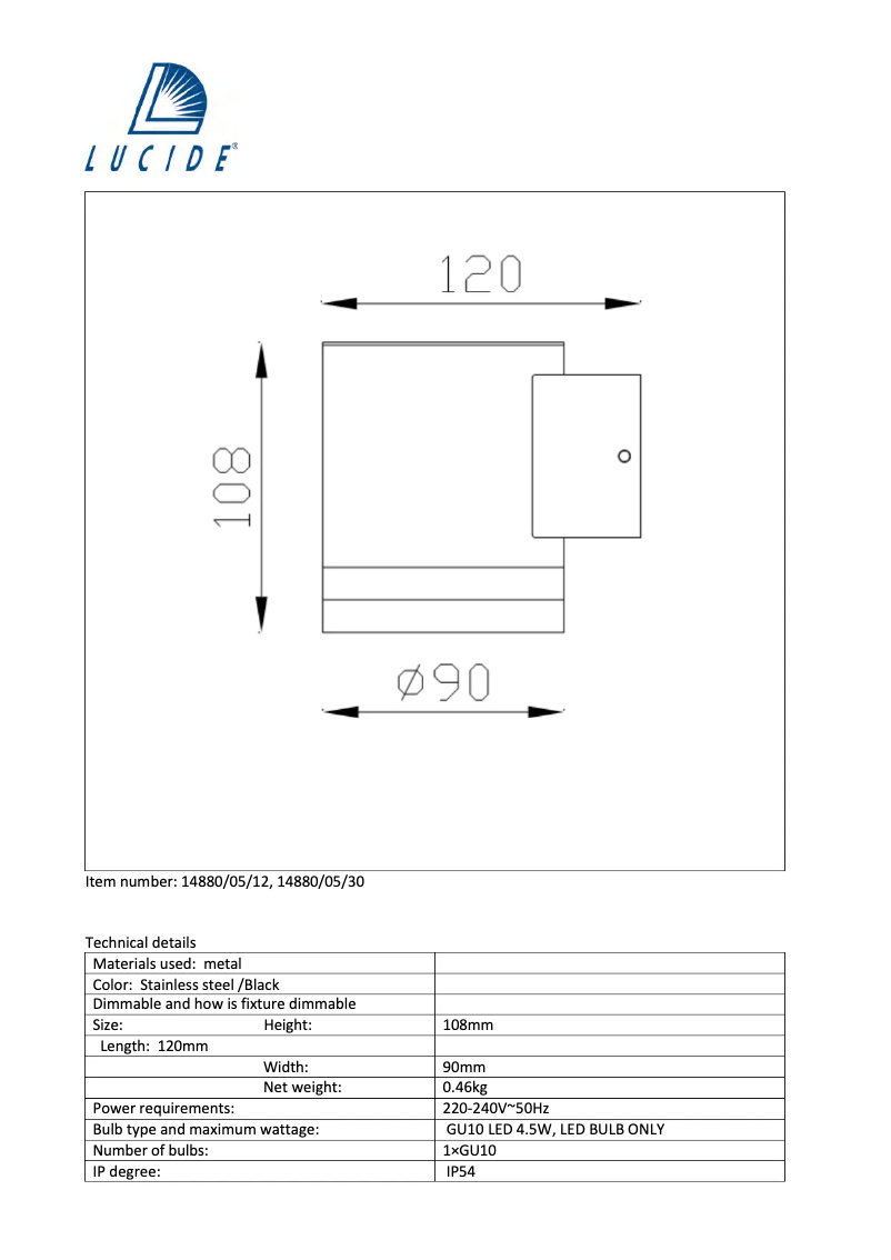 Page 1 of the manual User Manual Lucide Basco 14880/05/30