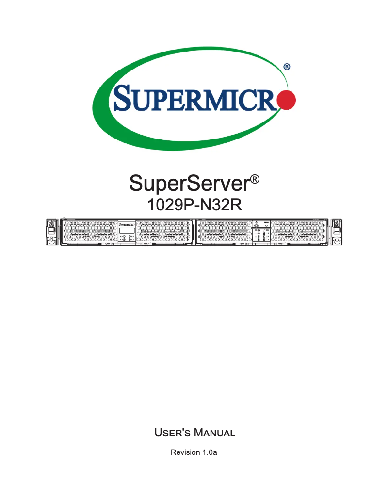 Image de la première page du manuel de l'appareil SuperServer 1029P-N32R