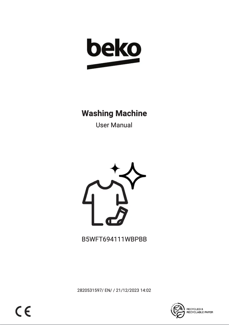 Page 1 de la notice Manuel utilisateur Beko B5WFT694111WBPBB
