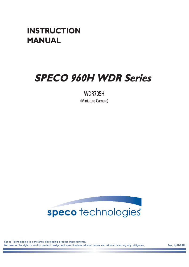 Page 1 de la notice Manuel utilisateur Speco Technologies WDR705H