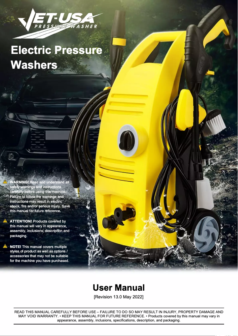 Page n°1 - Manuel utilisateur Jet-USA PRSWSH-ELEC-3200WF