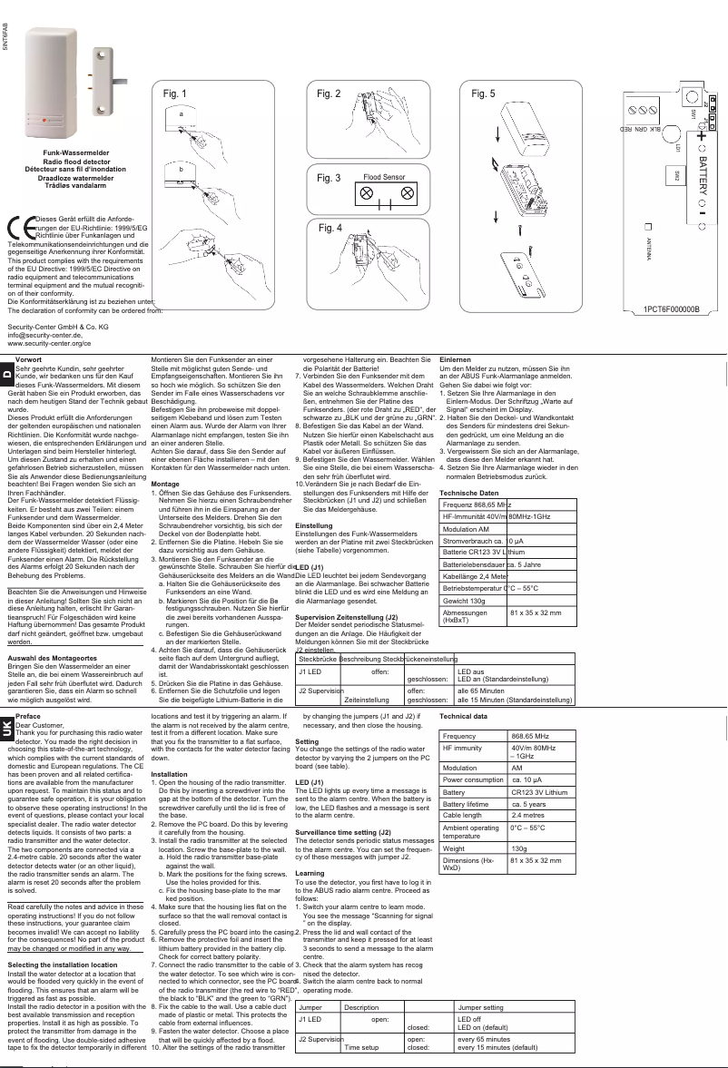 Page 1 de la notice Manuel utilisateur Abus FU9040