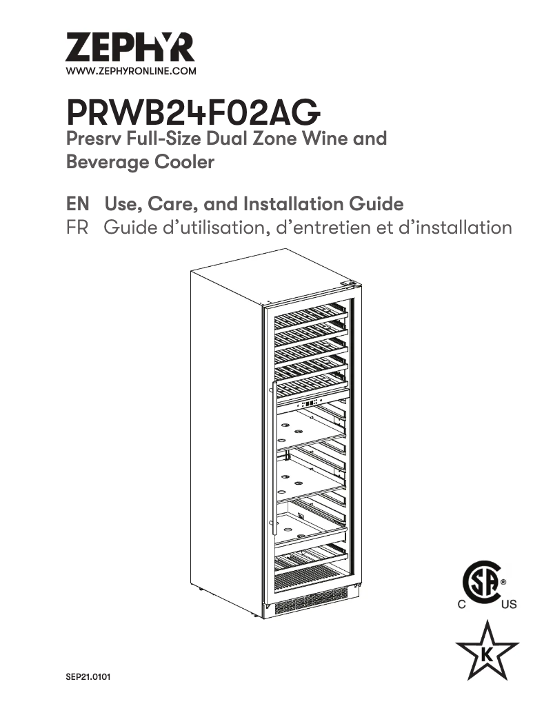 Página 1 del manual Manual de usuario Zephyr Presrv PRWB24F02AG