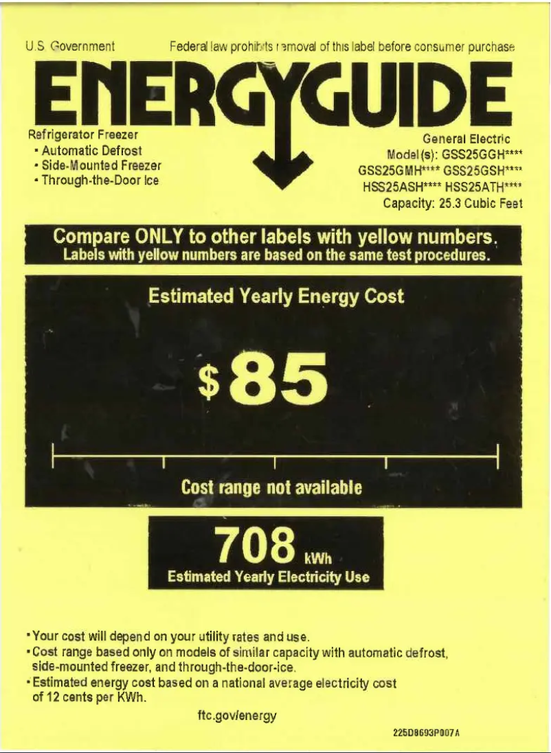Page 1 of the manual Energy Label GE GSS25GGHWW