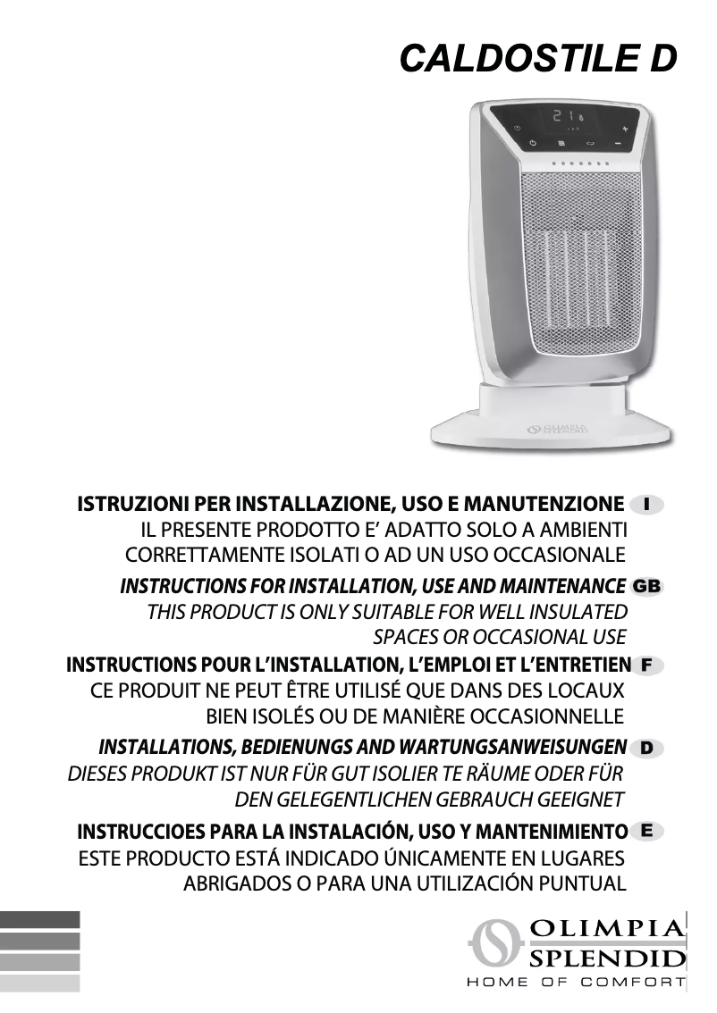 Page n°1 - Manuel utilisateur Olimpia Splendid Caldostile D