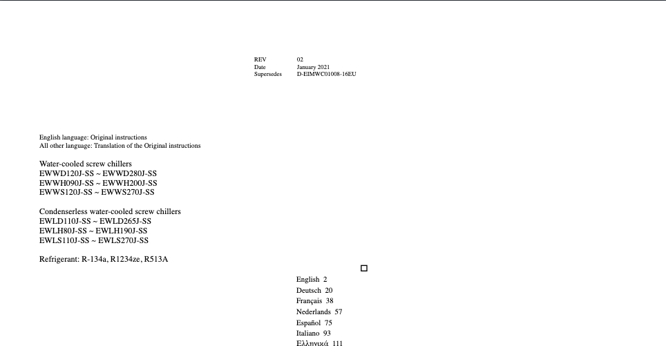 Página 1 del manual Manual de usuario Daikin EWWD360J-SS