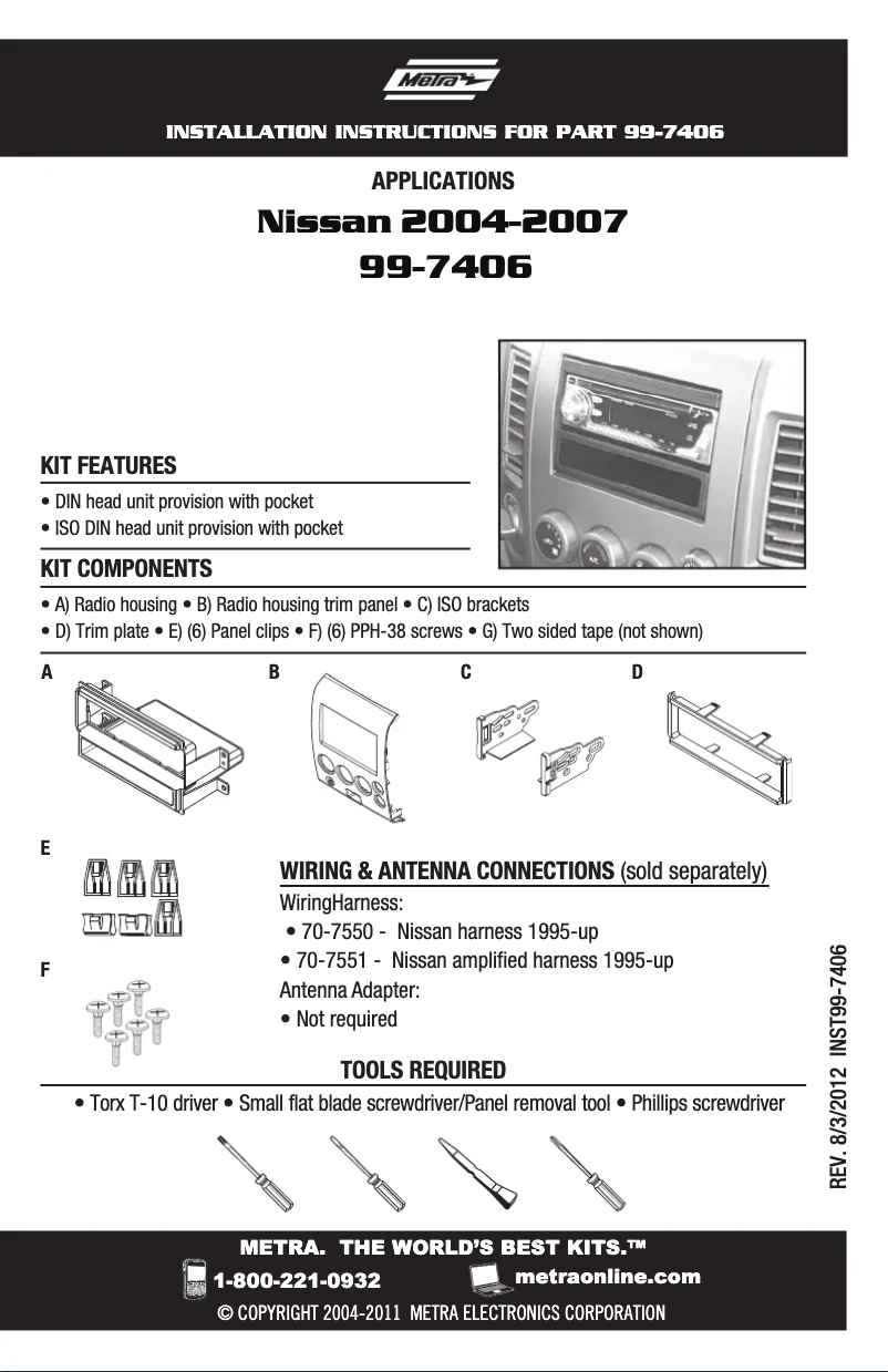Page n°1 - Guide d'installation Metra 99-7406