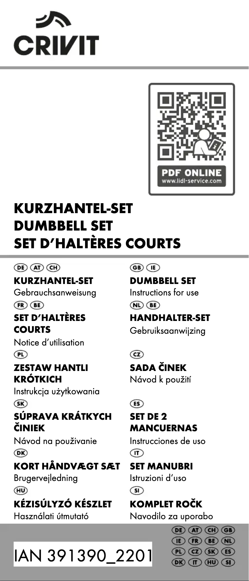 Page n°1 - Manuel utilisateur Crivit IAN 391390