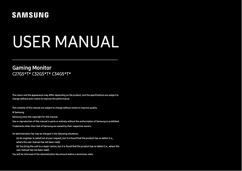 Page 1 de la notice Manuel utilisateur Samsung C27G54TQWU