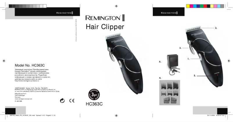 Page 1 de la notice Manuel utilisateur Remington HC363C Stylist