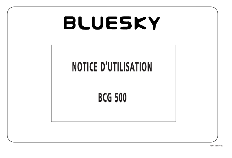 Page n°1 - Manuel utilisateur Bluesky BCG 500